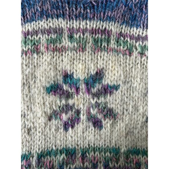Ganesh Himal Trading Large 100% Wool Hand Made Nordic Snowflake Sweater - Picture 7 of 7